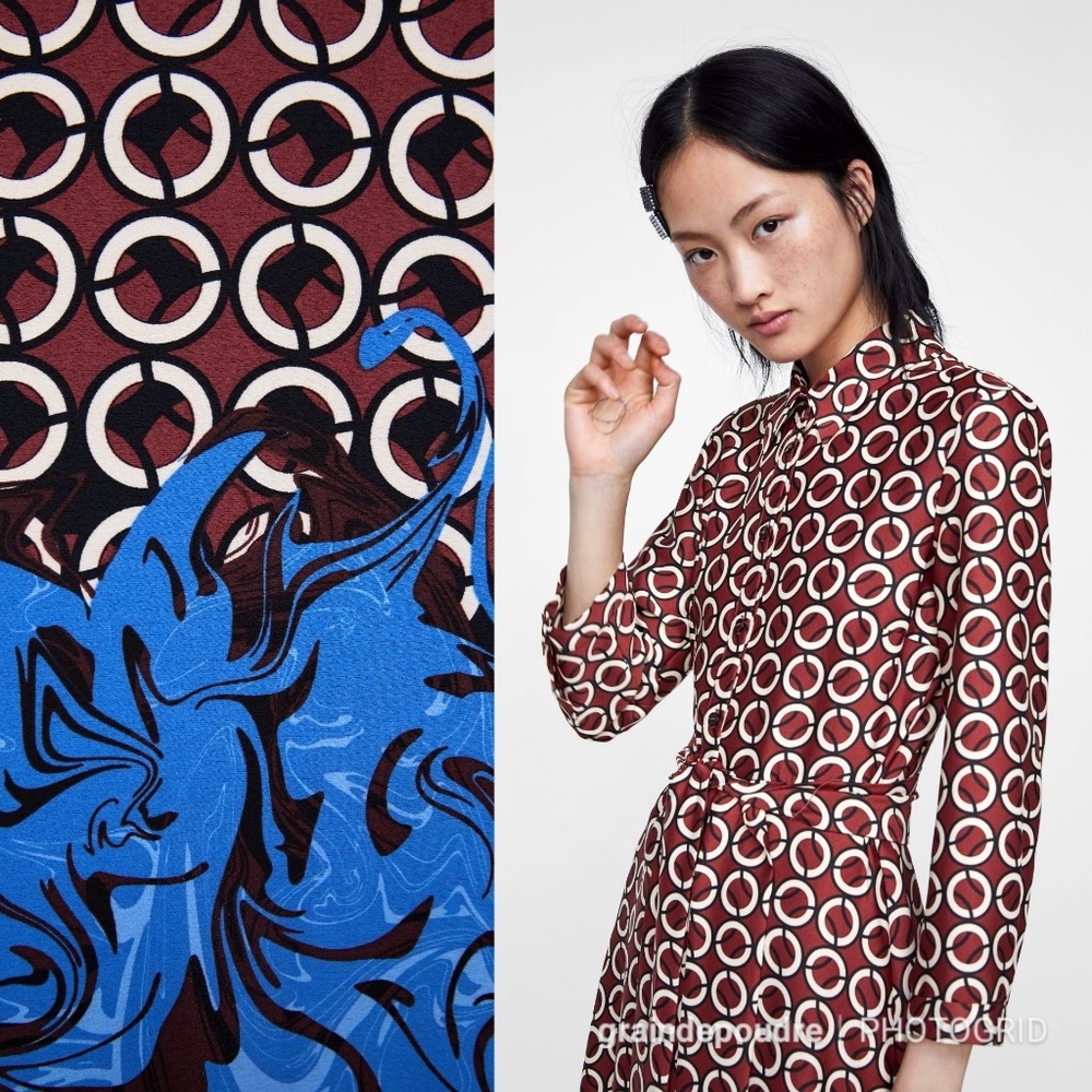 HP ❤️ Zara Geometric Ring Scarf Print Shirt Dress - Picture 6 of 7